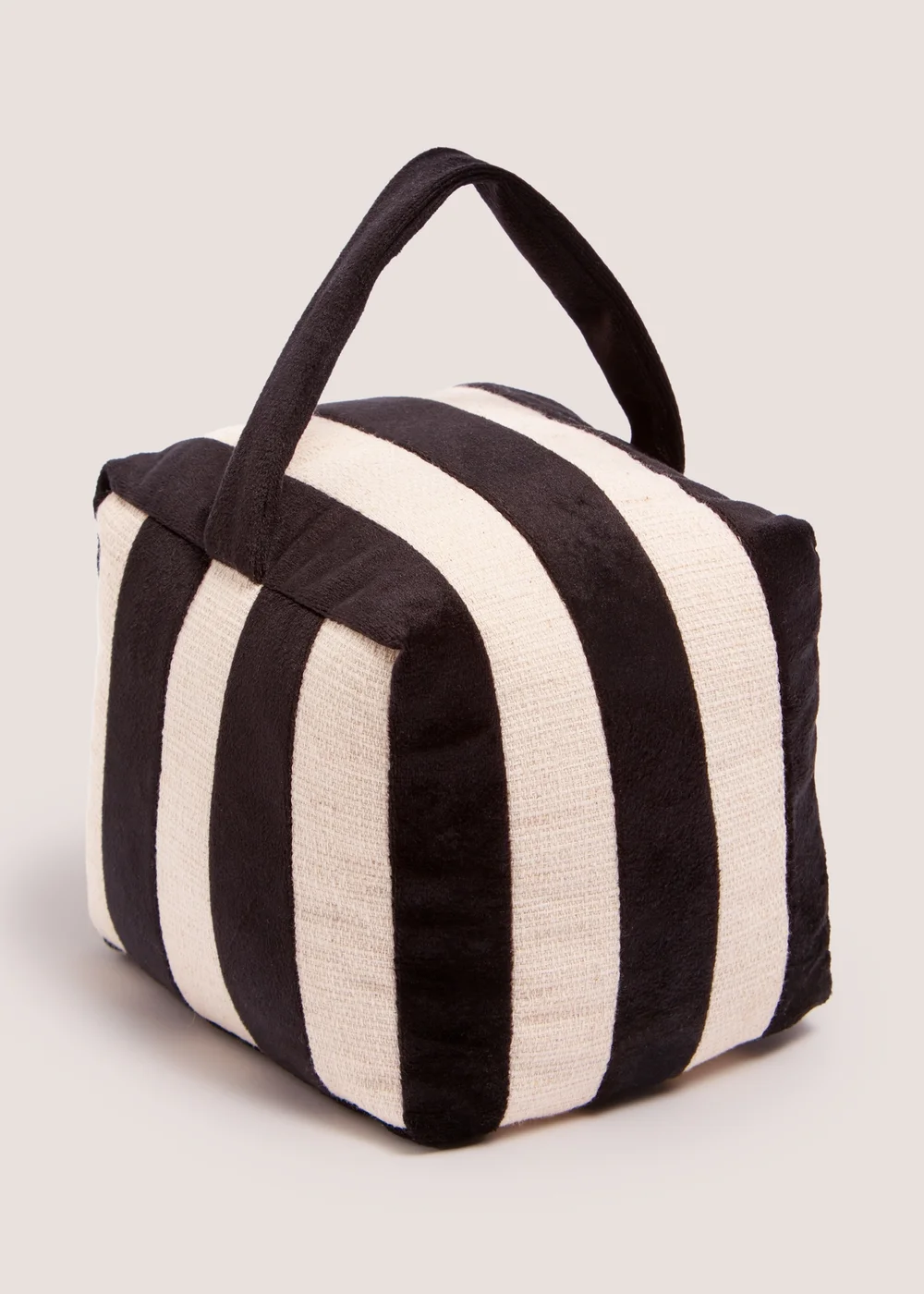 Black Stripe Velvet Door Stop Cube Image 1