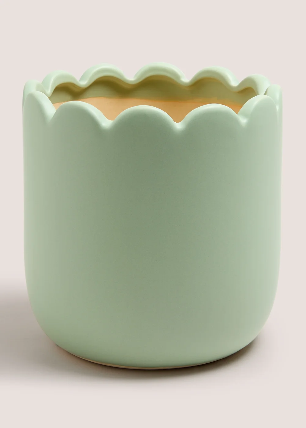 Outdoor Green Ceramic Scalloped Planter (20cm x 20cm x 20cm) Image 1