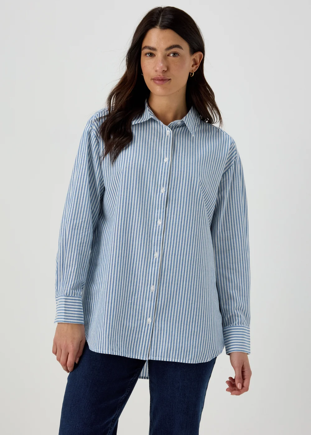 Blue Stripe Cotton Shirt - Size 8 Image 1
