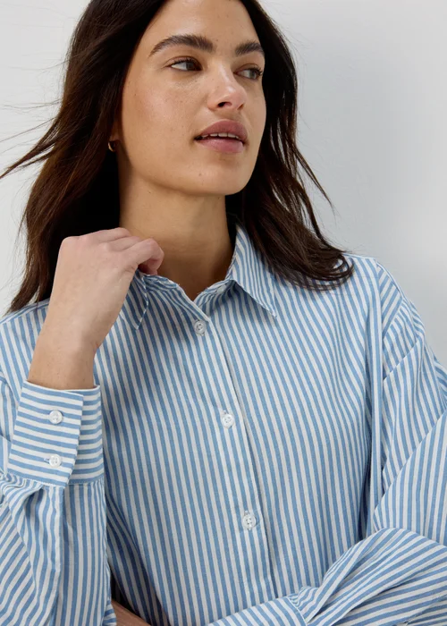 Blue Stripe Cotton Shirt - Size 8 Image 3