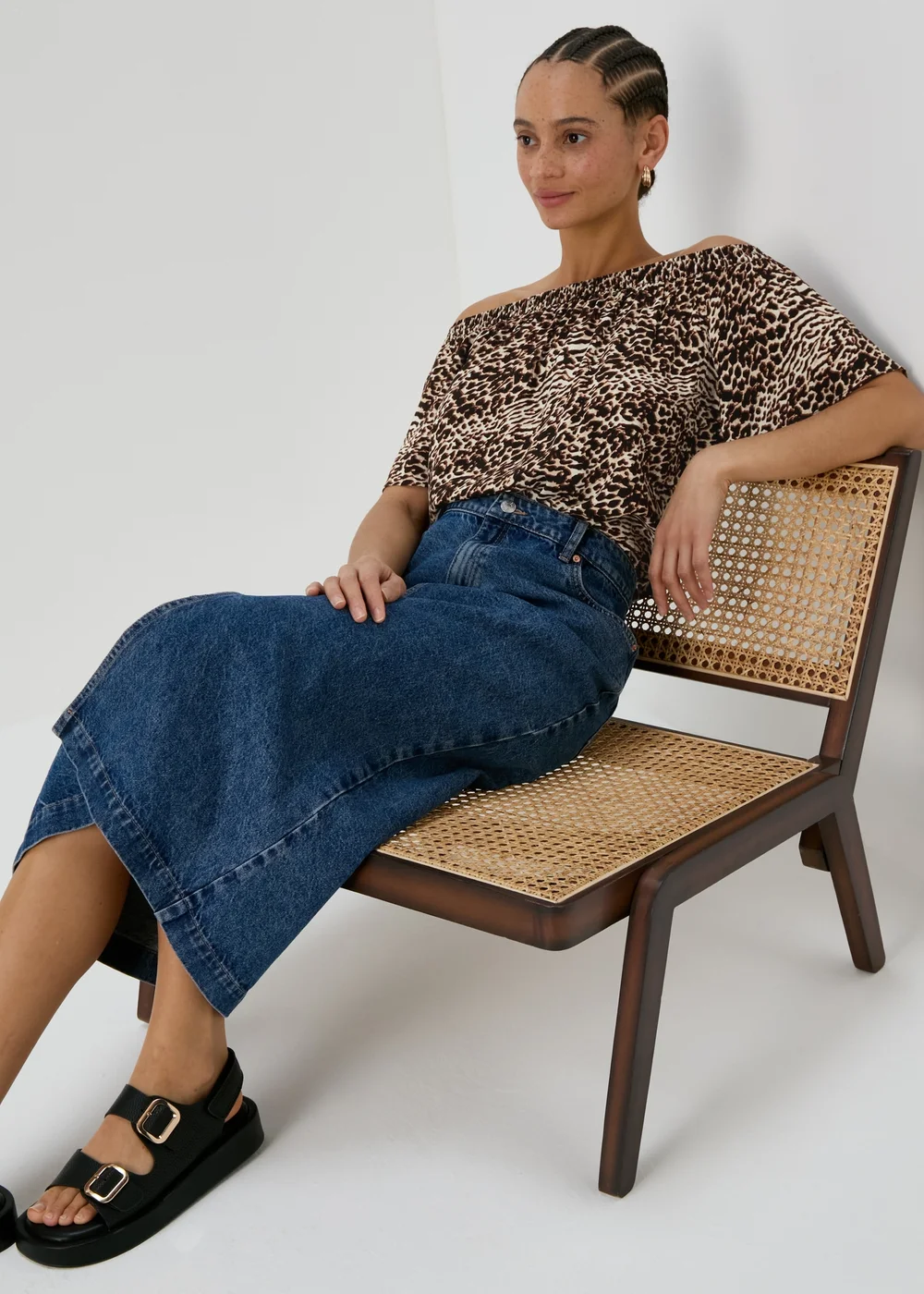 Brown Leopard Print Bardot Viscose Top - 8 Image 4