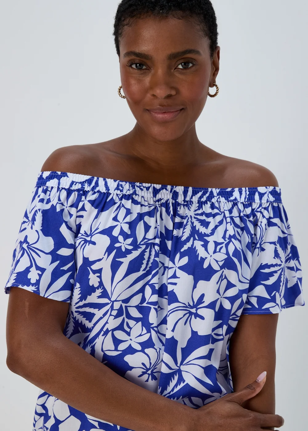 Blue Bardot Floral Viscose Top - Size 8 Image 3