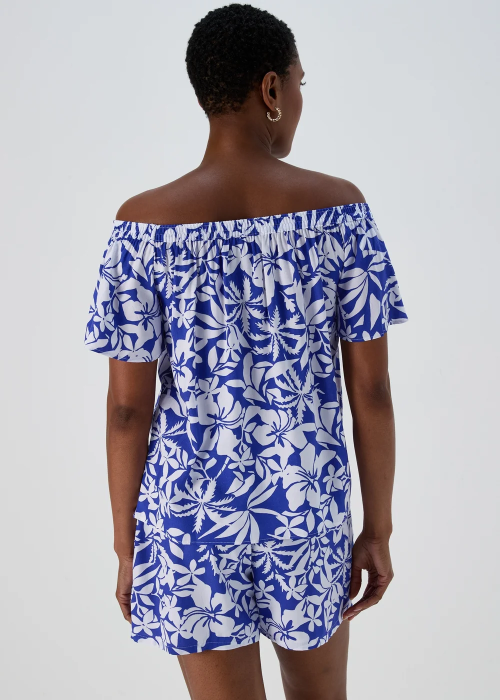 Blue Bardot Floral Viscose Top - Size 8 Image 2