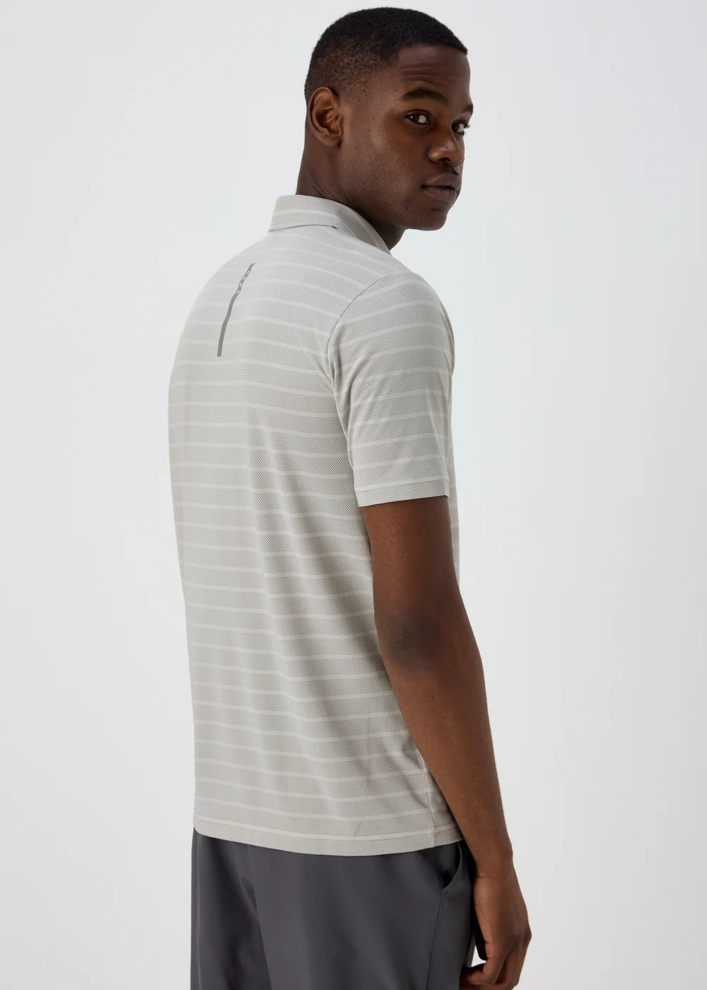 Souluxe Ice Grey Stripe Golf Polo Shirt - S Image 2