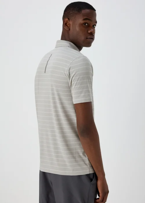Souluxe Ice Grey Stripe Golf Polo Shirt - S Image 2