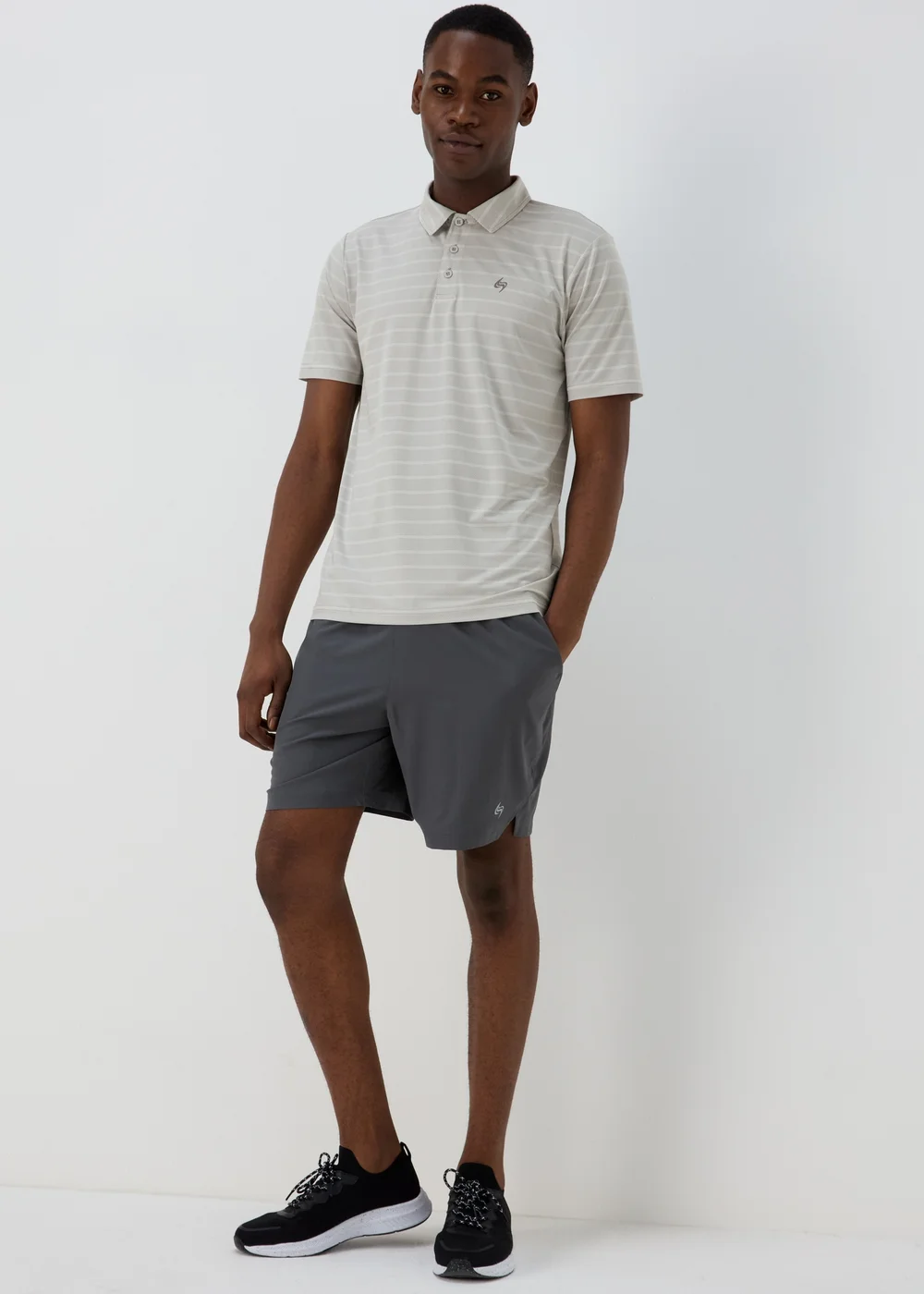 Souluxe Ice Grey Stripe Golf Polo Shirt - S Image 4