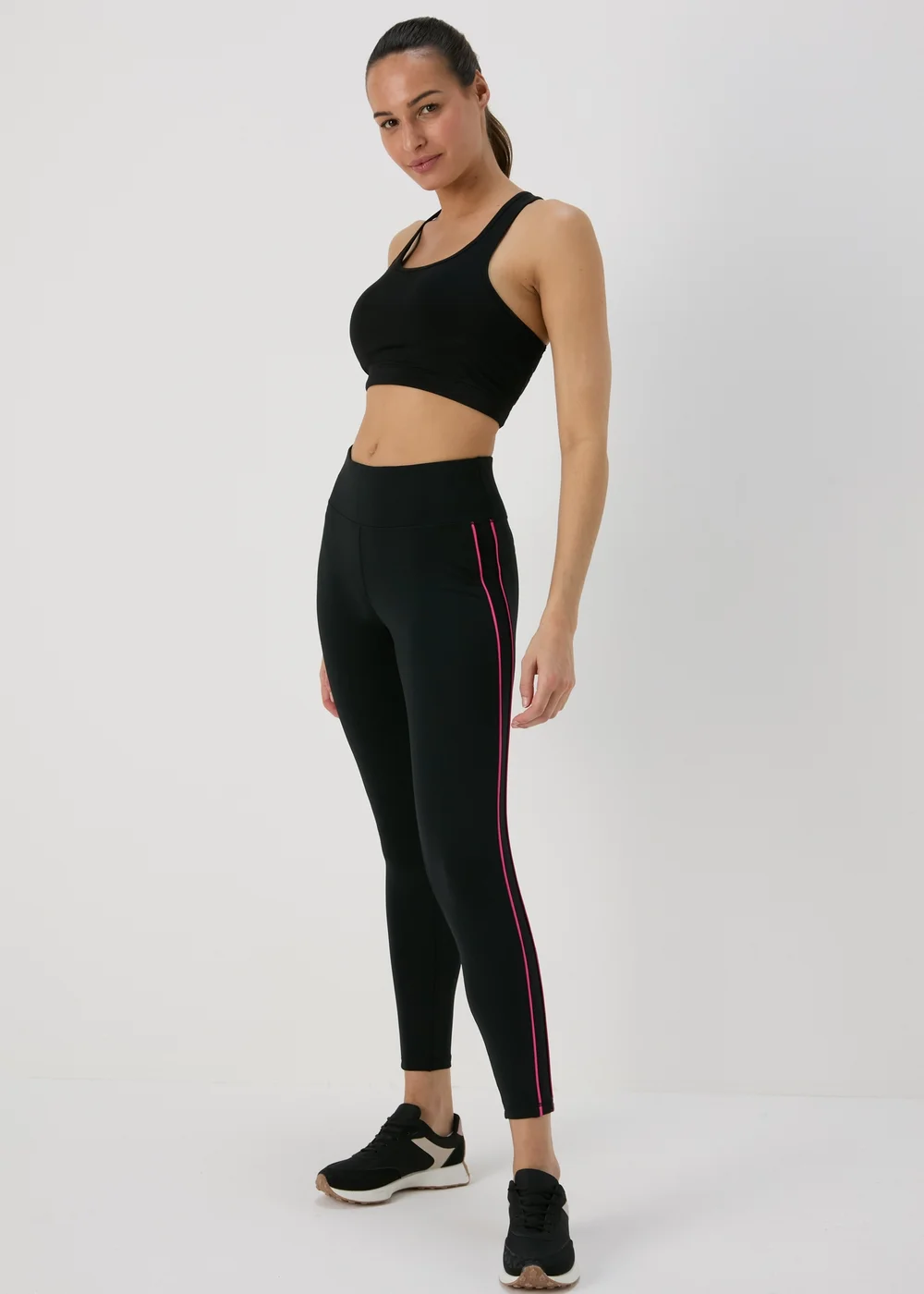 Souluxe Black & Pink Side Stripe Leggings - 8 Image 1