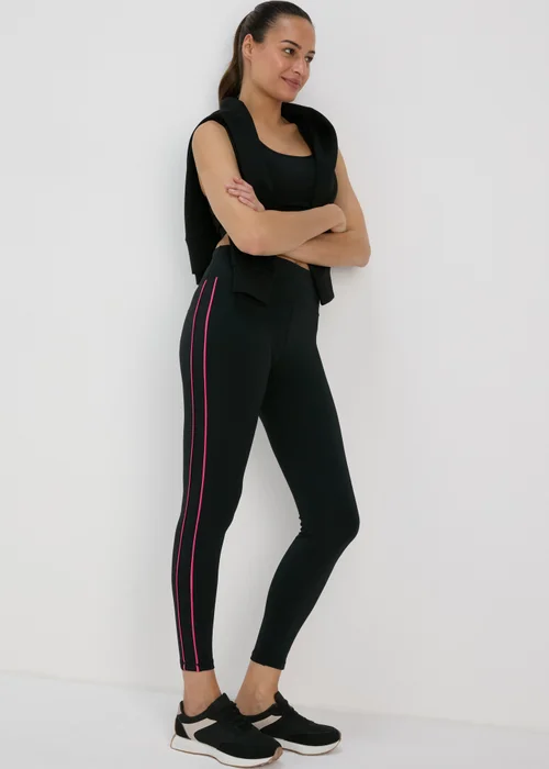 Souluxe Black & Pink Side Stripe Leggings - 8 Image 4