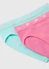 Girls 2 Pack Pink & Blue Ribbed Briefs (6-13yrs) - Age 6 - 7 Years Image 2