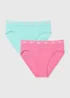 Girls 2 Pack Pink & Blue Ribbed Briefs (6-13yrs) - Age 6 - 7 Years Image 1