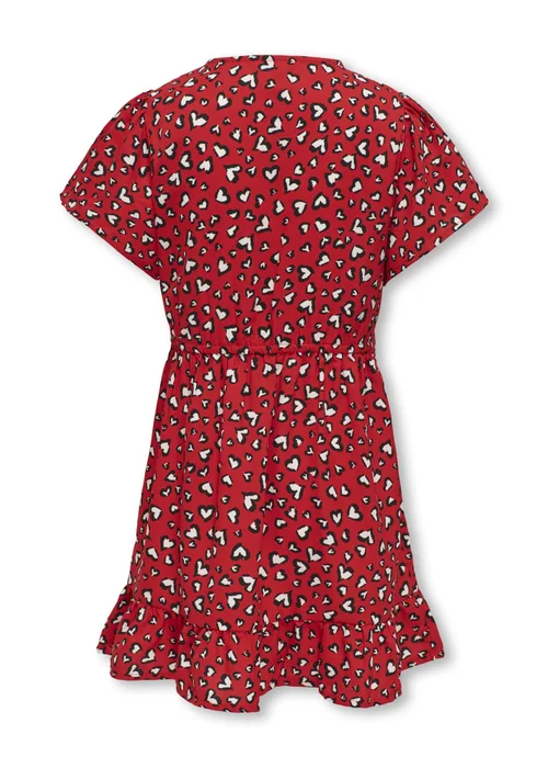 ONLY Girls Red Kogpalma Heart Print Dress (6-13yrs) - 10 Yrs Image 2