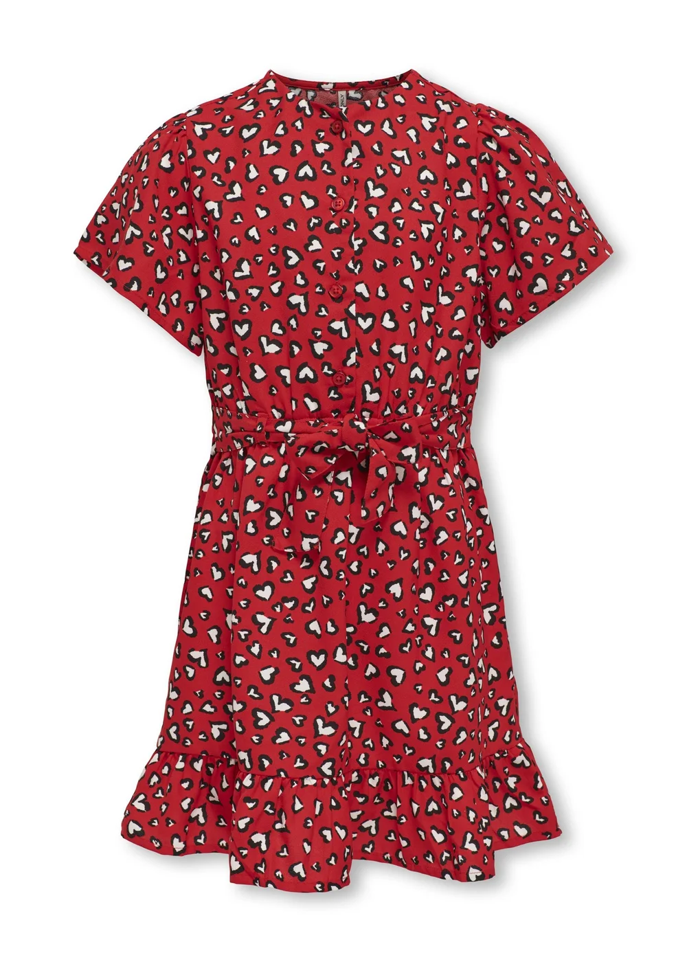 ONLY Girls Red Kogpalma Heart Print Dress (6-13yrs) - 10 Yrs Image 1