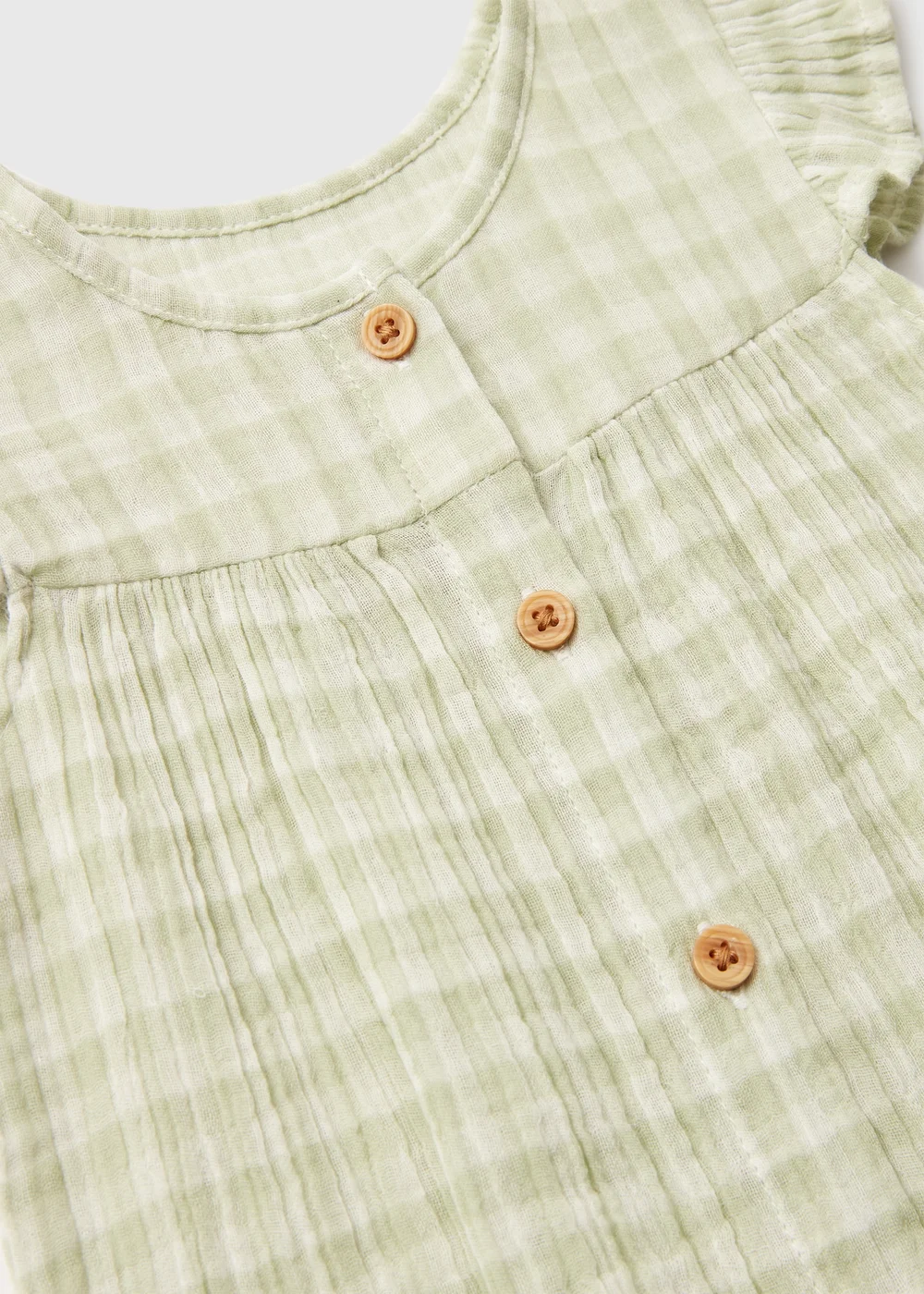 Baby Green Checked Romper (Newborn-18mths) - 0-3 months Image 2