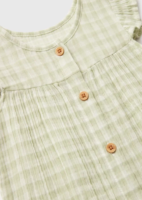 Baby Green Checked Romper (Newborn-18mths) - 0-3 months Image 2