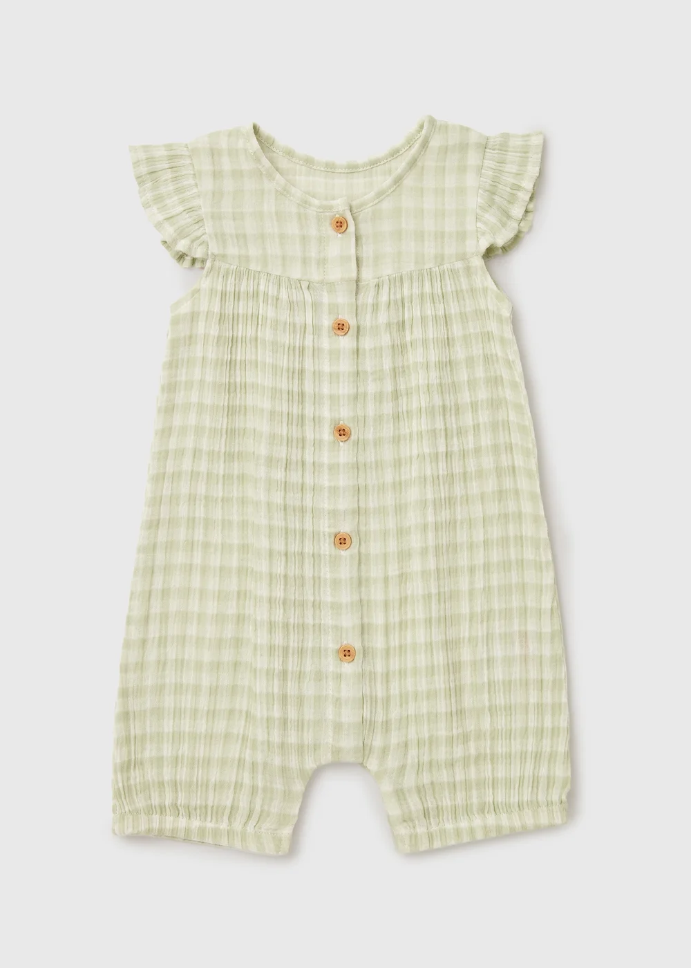 Baby Green Checked Romper (Newborn-18mths) - 0-3 months Image 1