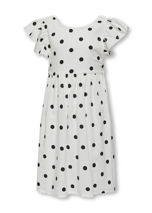ONLY Girls White Dotty Details Dress (6-14yrs) - 6 Yrs Image 3