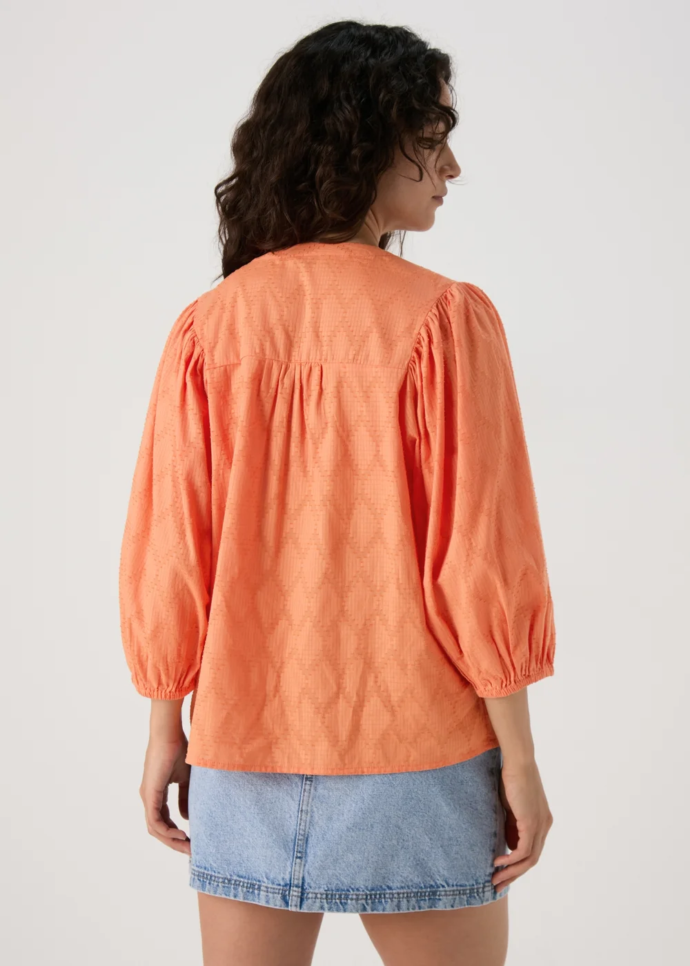 Orange Jacquard Detail Blouse Top - Size 8 Image 2