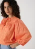 Orange Jacquard Detail Blouse Top - Size 8 Image 1