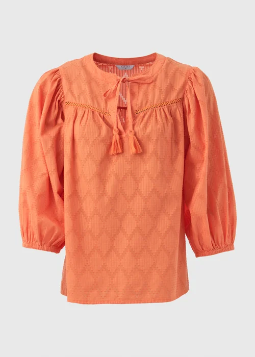 Orange Jacquard Detail Blouse Top - Size 8 Image 5