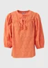 Orange Jacquard Detail Blouse Top - Size 8 Image 5