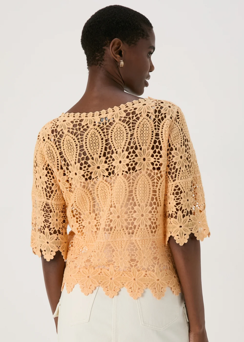 Apricot Crochet Lace Top - 8 Image 2