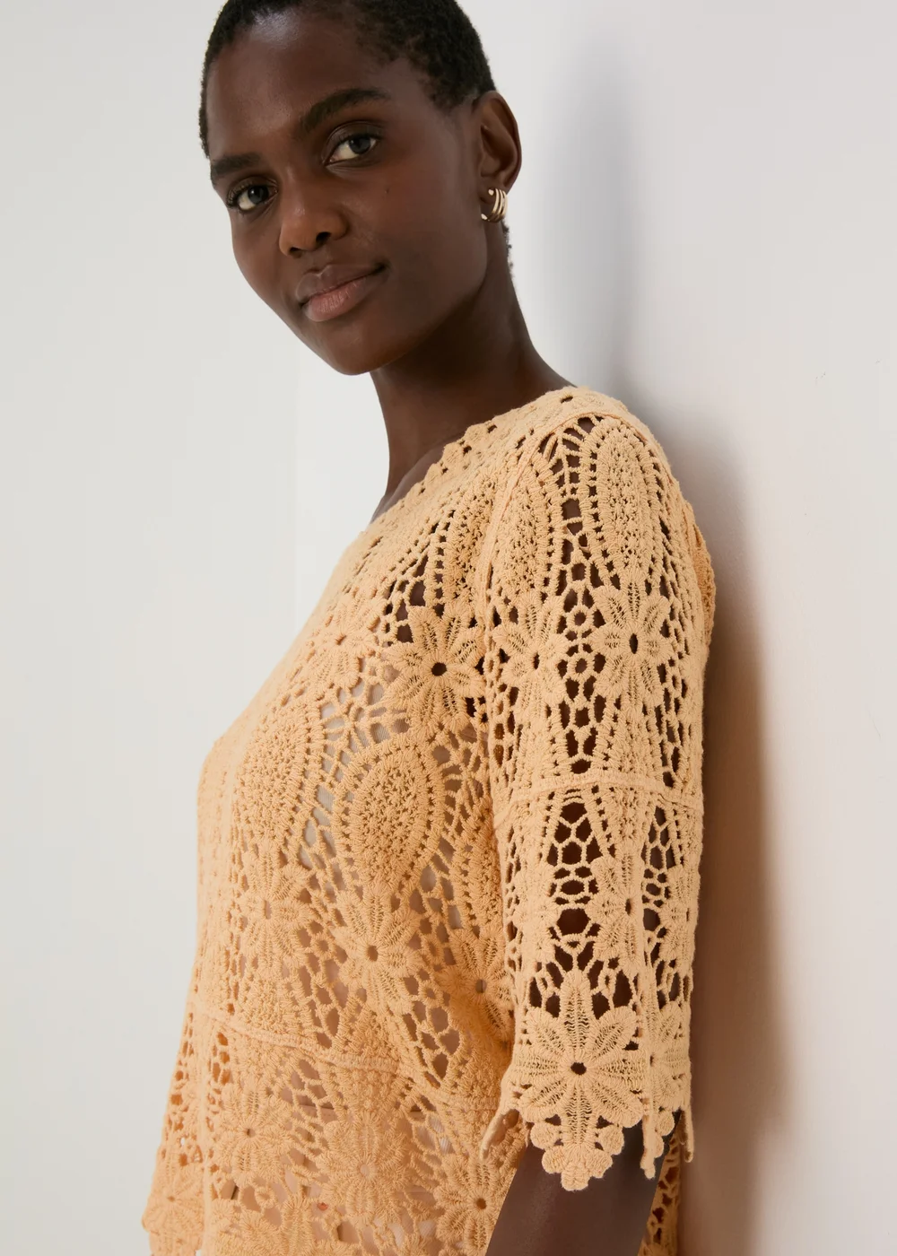 Apricot Crochet Lace Top - 8 Image 3