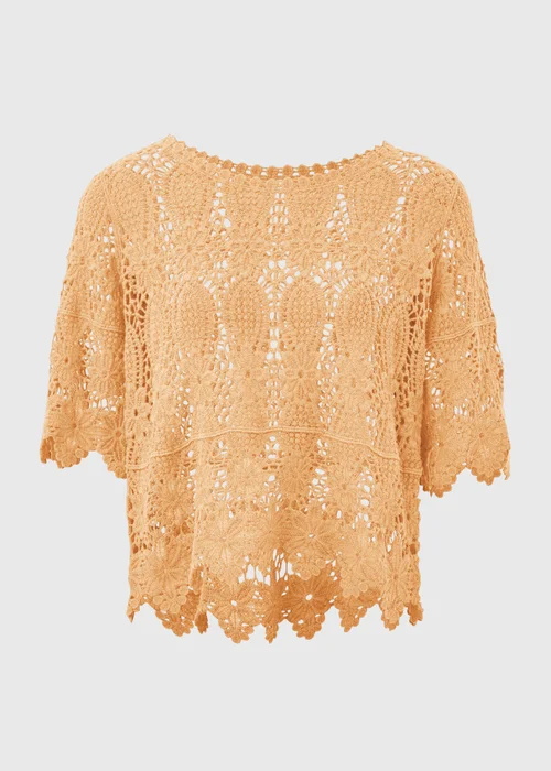 Apricot Crochet Lace Top - 8 Image 5