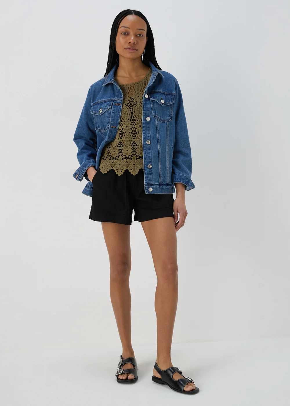 Khaki Crochet Lace Top - 8 Image 4