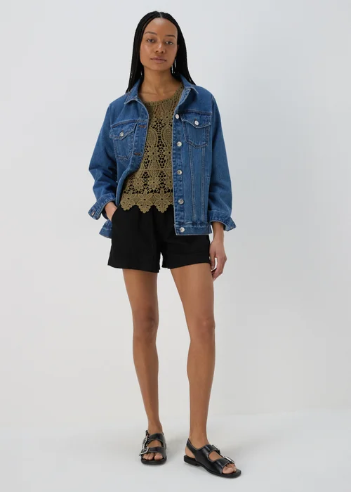 Khaki Crochet Lace Top - 8 Image 4