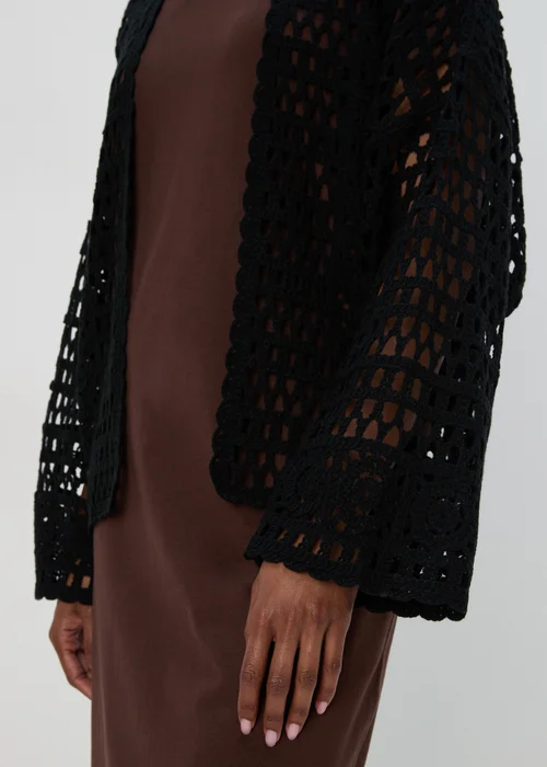 Black Crochet Cardigan - S Image 3