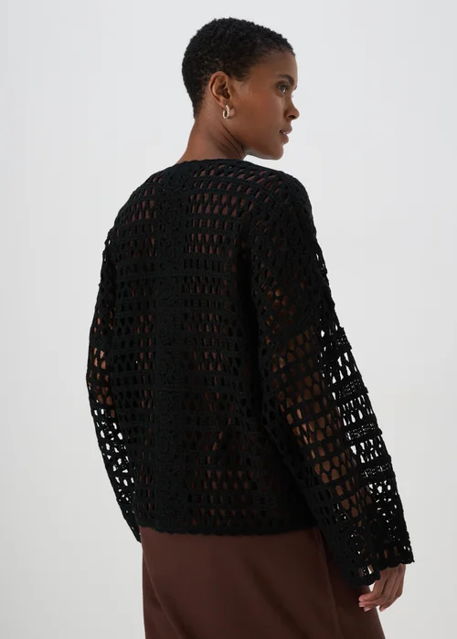 Black Crochet Cardigan - S Image 2