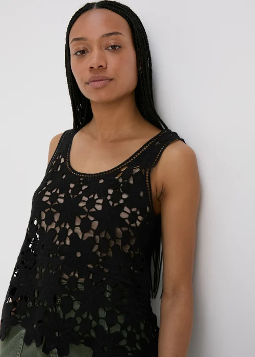 Black Unlined Lace Vest - 8 Image 3