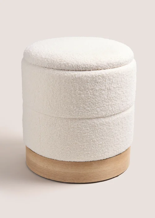 White Textured Storage Pouffe (34cm x 34cm x 43cm) Image 1