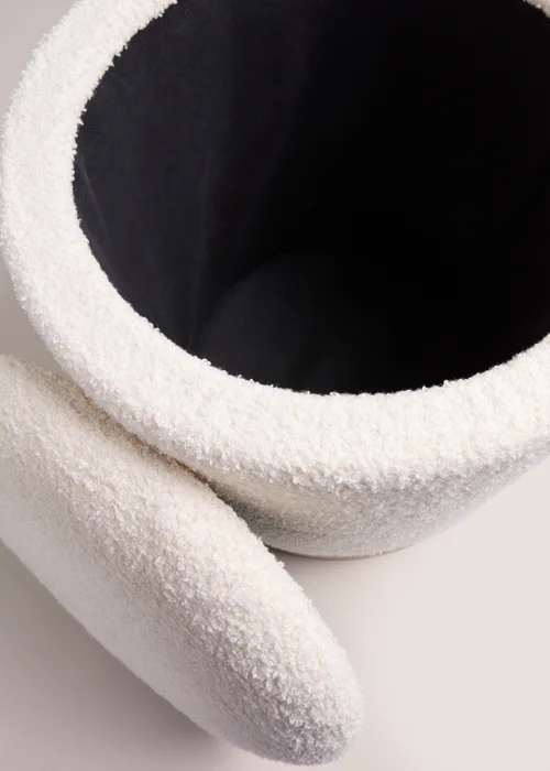 White Textured Storage Pouffe (34cm x 34cm x 43cm) Image 2