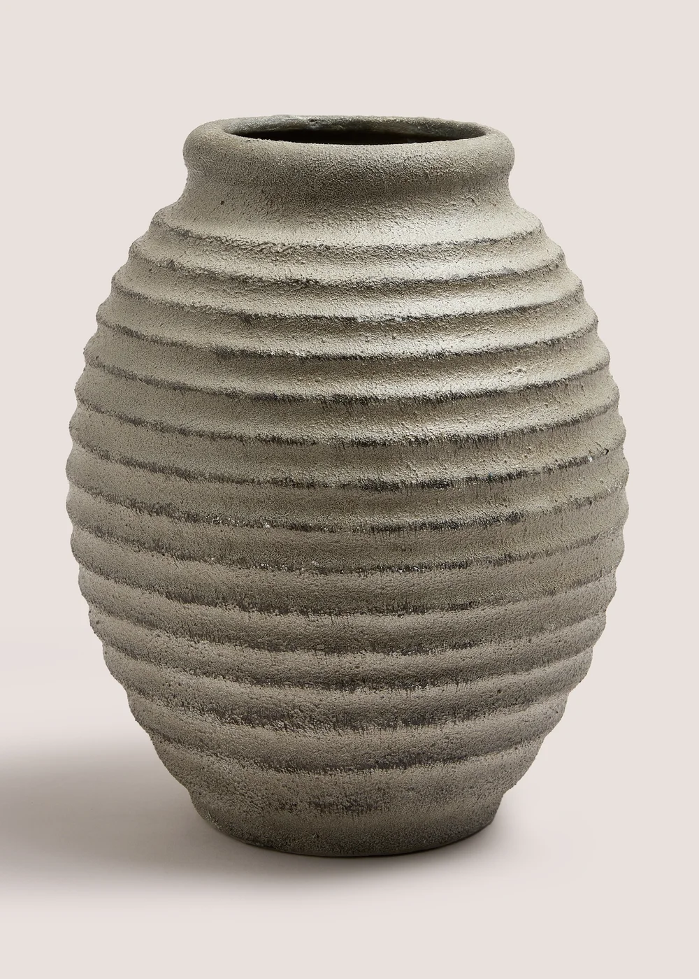 Grey Stoneware Ribbed Vase (27.5cm x 20cm x 20cm) Image 1