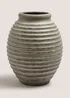 Grey Stoneware Ribbed Vase (27.5cm x 20cm x 20cm) Image 1