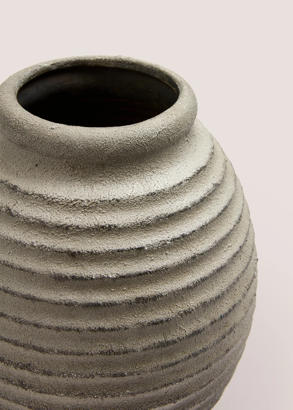 Grey Stoneware Ribbed Vase (27.5cm x 20cm x 20cm) Image 2