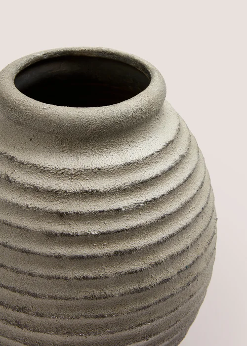 Grey Stoneware Ribbed Vase (27.5cm x 20cm x 20cm) Image 2
