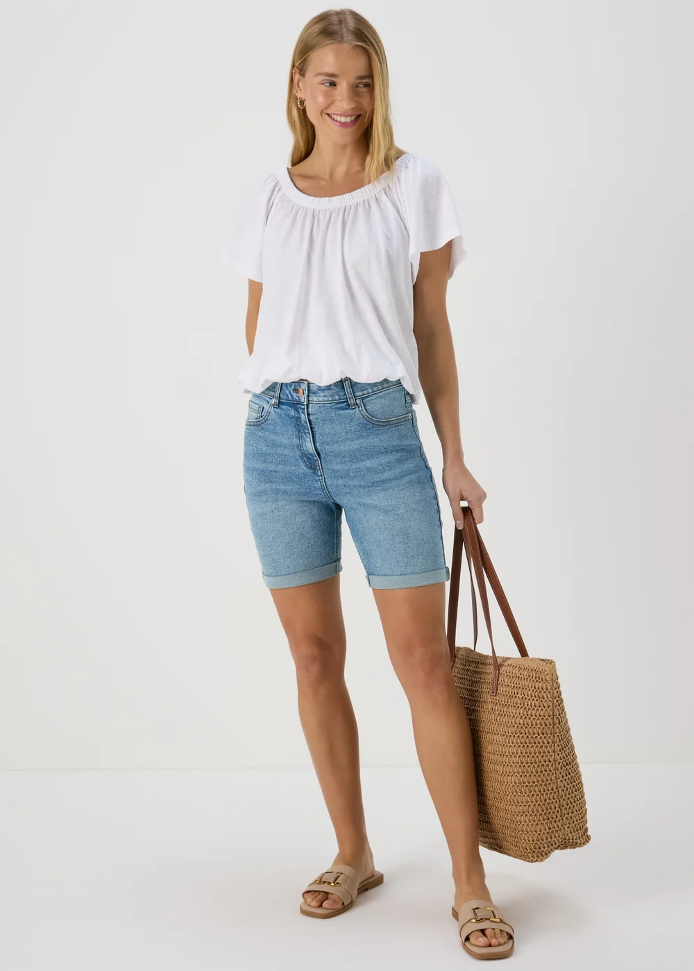 Papaya Petite Mid Wash Shorts - 6 Image 1