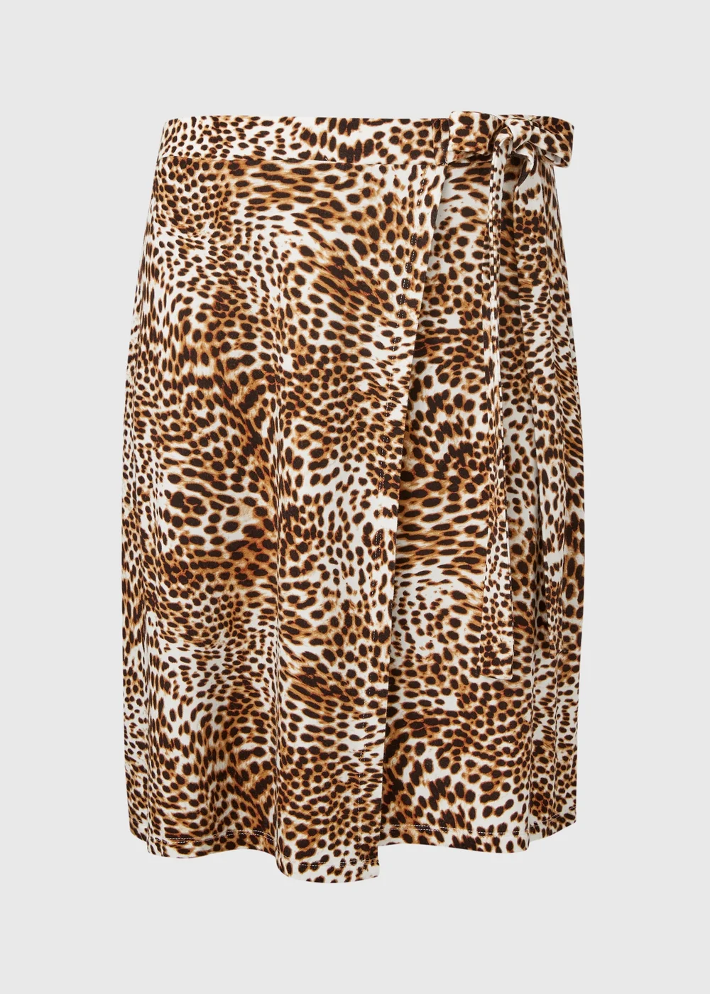 Brown Leopard Print Jersey Mini Wrap Skirt - Size 8 Image 5