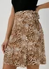 Brown Leopard Print Jersey Mini Wrap Skirt - Size 8 Image 3