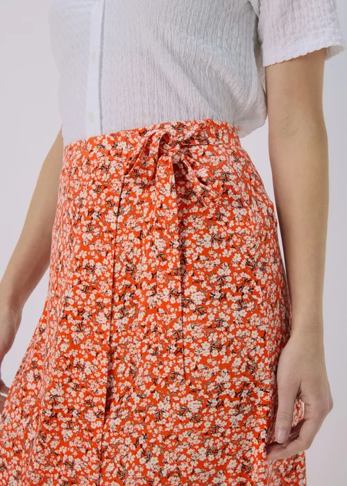 Orange Ditsy Print Jersey Mini Wrap Skirt - Size 8 Image 3