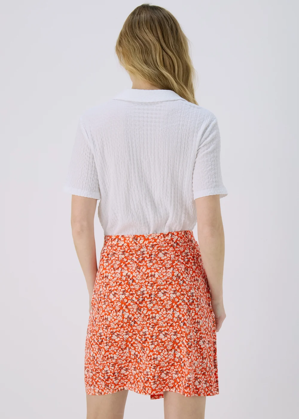 Orange Ditsy Print Jersey Mini Wrap Skirt - Size 8 Image 2