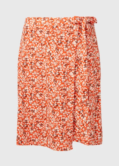 Orange Ditsy Print Jersey Mini Wrap Skirt - Size 8 Image 5