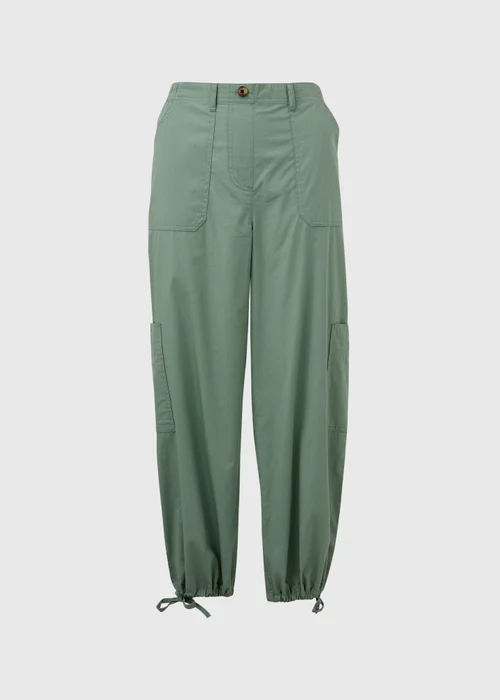 Green Poplin Crop Trousers - Size 8 Image 5