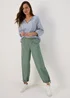 Green Poplin Crop Trousers - Size 8 Image 1