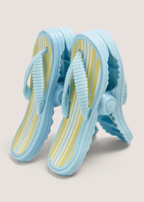 2 Pack Light Blue Beach Flipflop Towel Clips Image 1