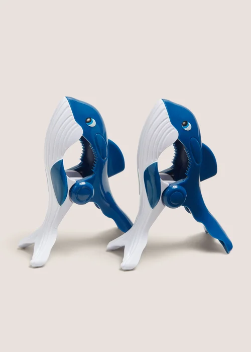 2 Pack Blue Beach Whale Towel Clips Image 1