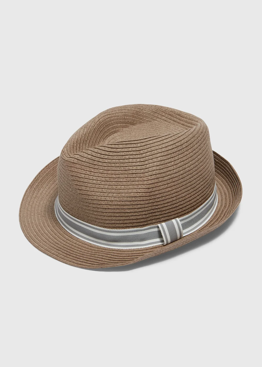Brown Straw Trilby Hat - S/M Image 1
