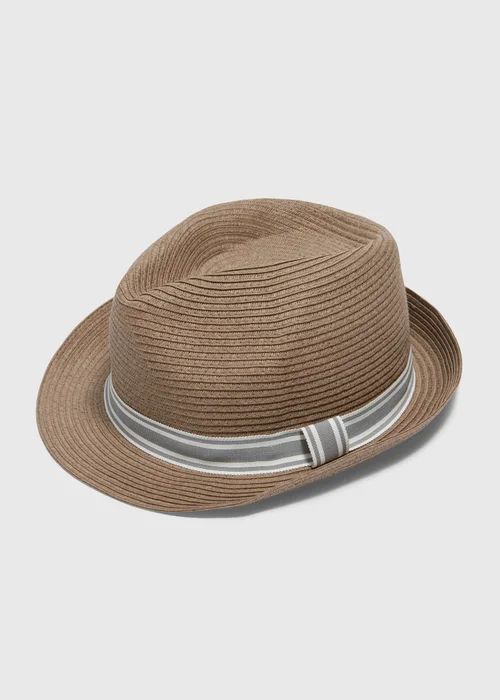 Brown Straw Trilby Hat - S/M Image 1